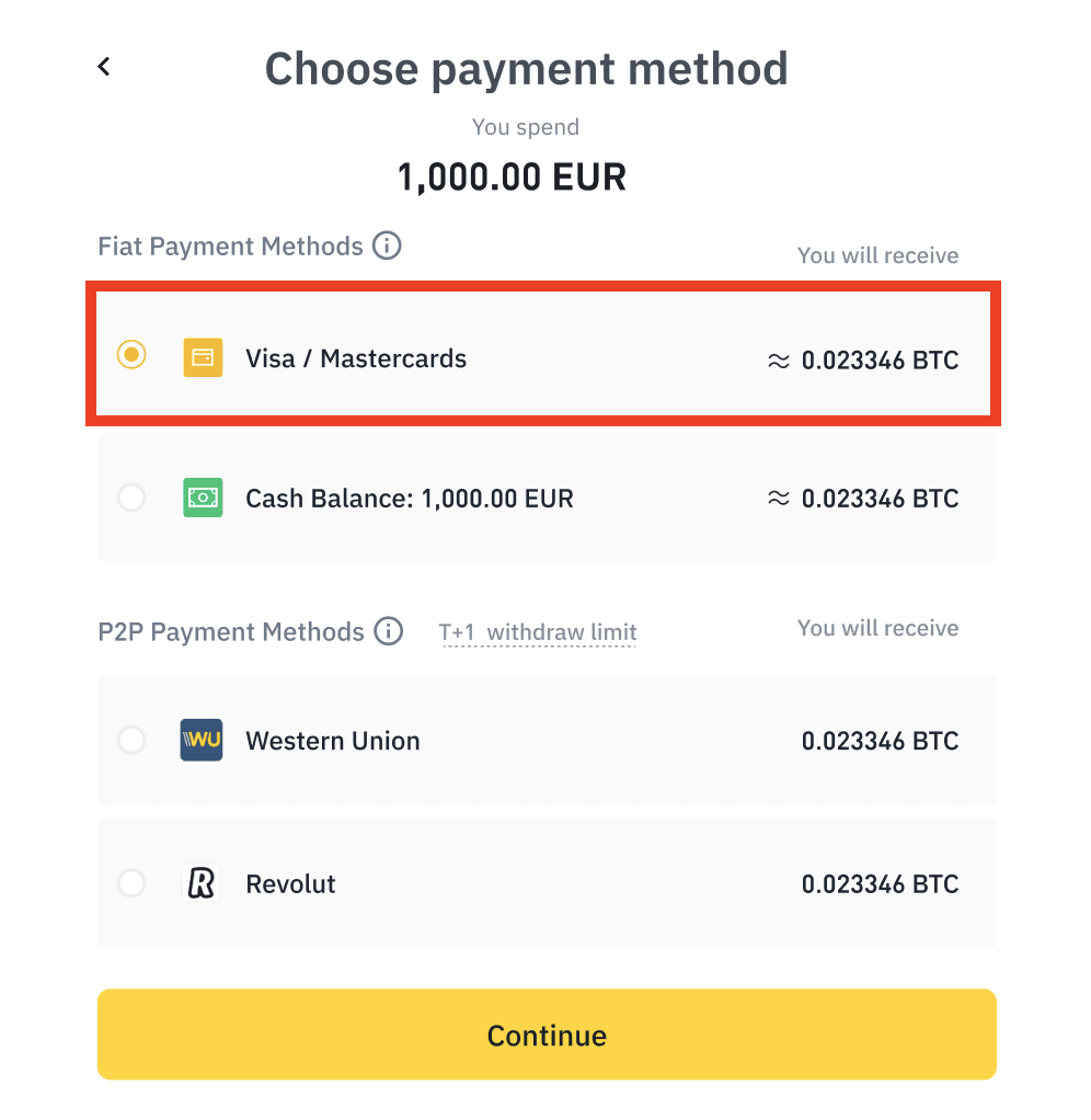 Choose the payment method